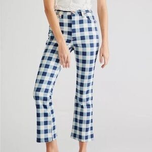 Free People Wrangler 30 Flare Jeans - Blue Gingham